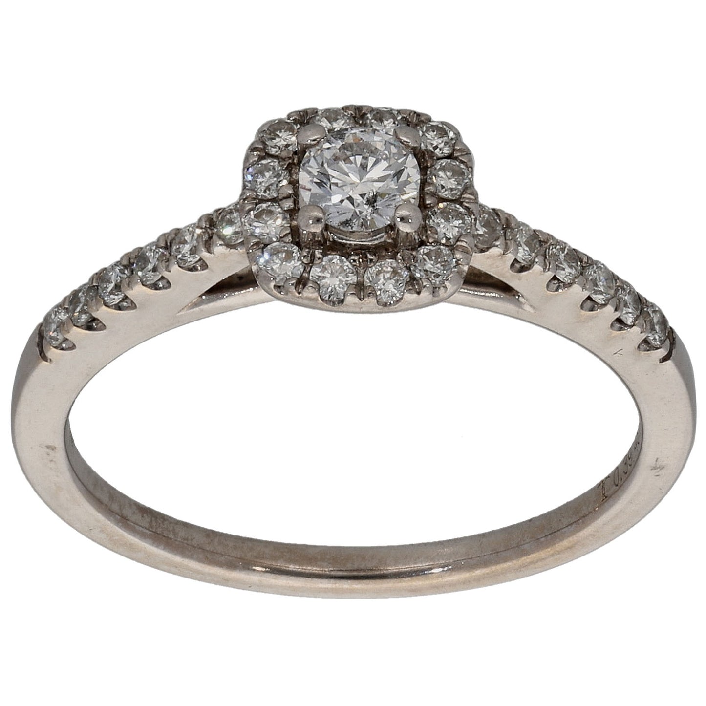 18ct White Gold 0.39ct Diamond Halo Ring Size N