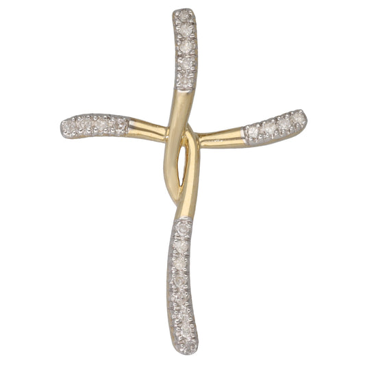 New 9ct Gold Cross 0.14ct Diamond Pendant