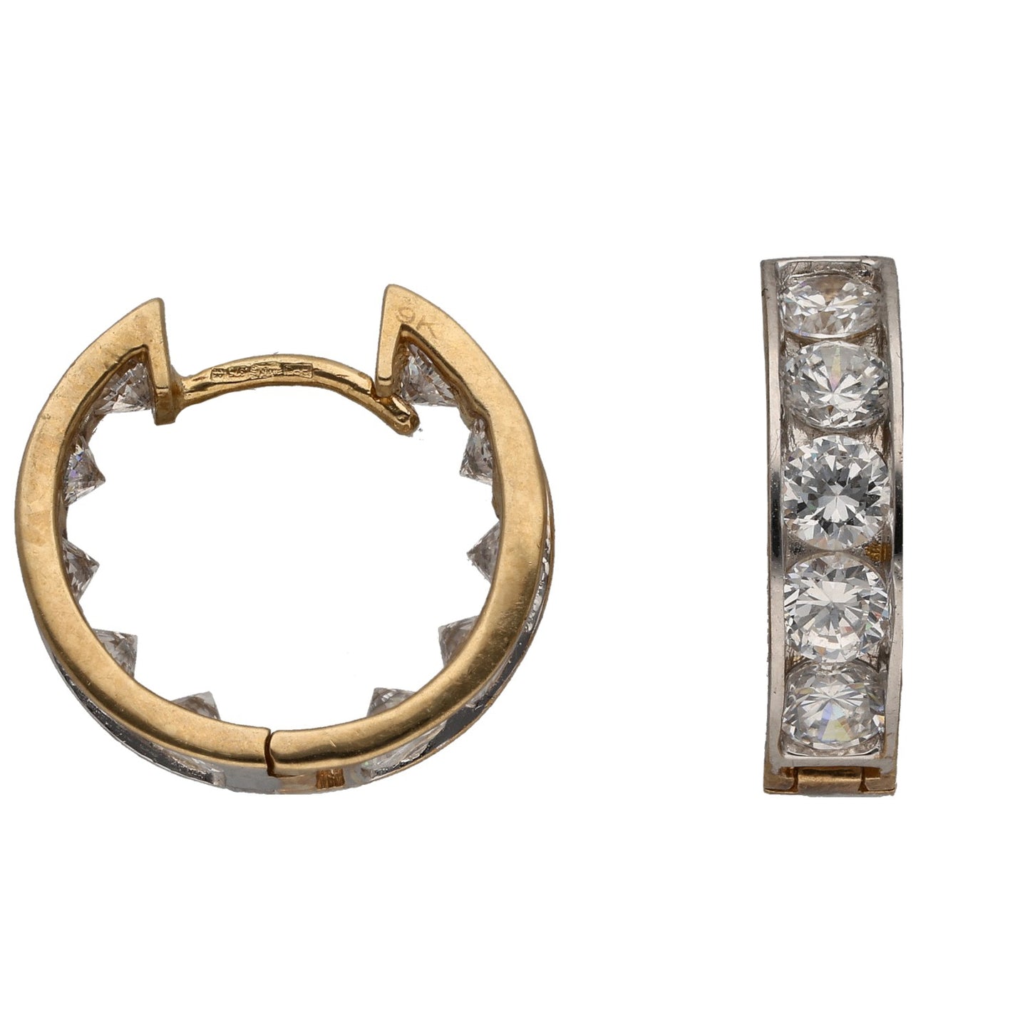 9ct Gold Cubic Zirconia Hoop Earrings