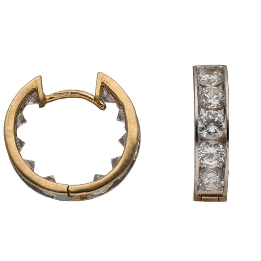 9ct Gold Cubic Zirconia Hoop Earrings