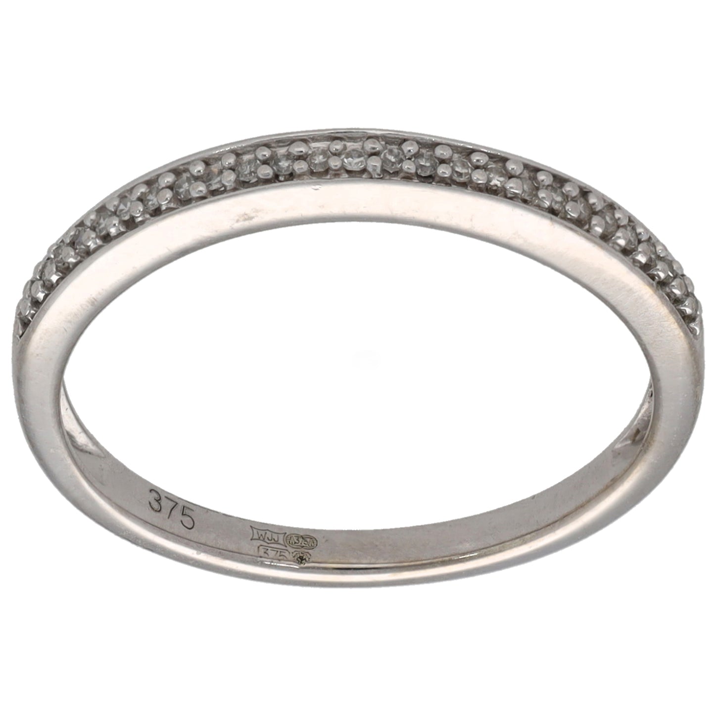 9ct White Gold 0.14ct Diamond Half Eternity Ring Size M