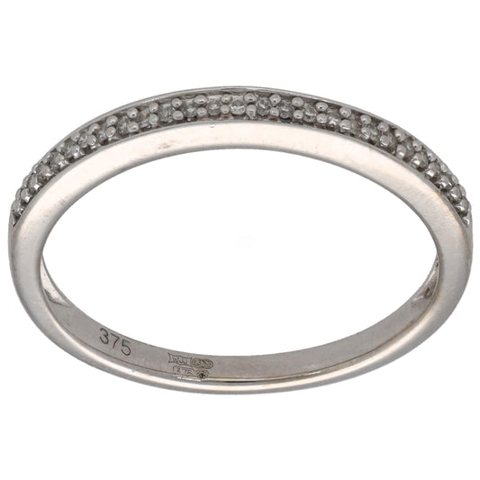 9ct White Gold 0.14ct Diamond Half Eternity Ring Size M