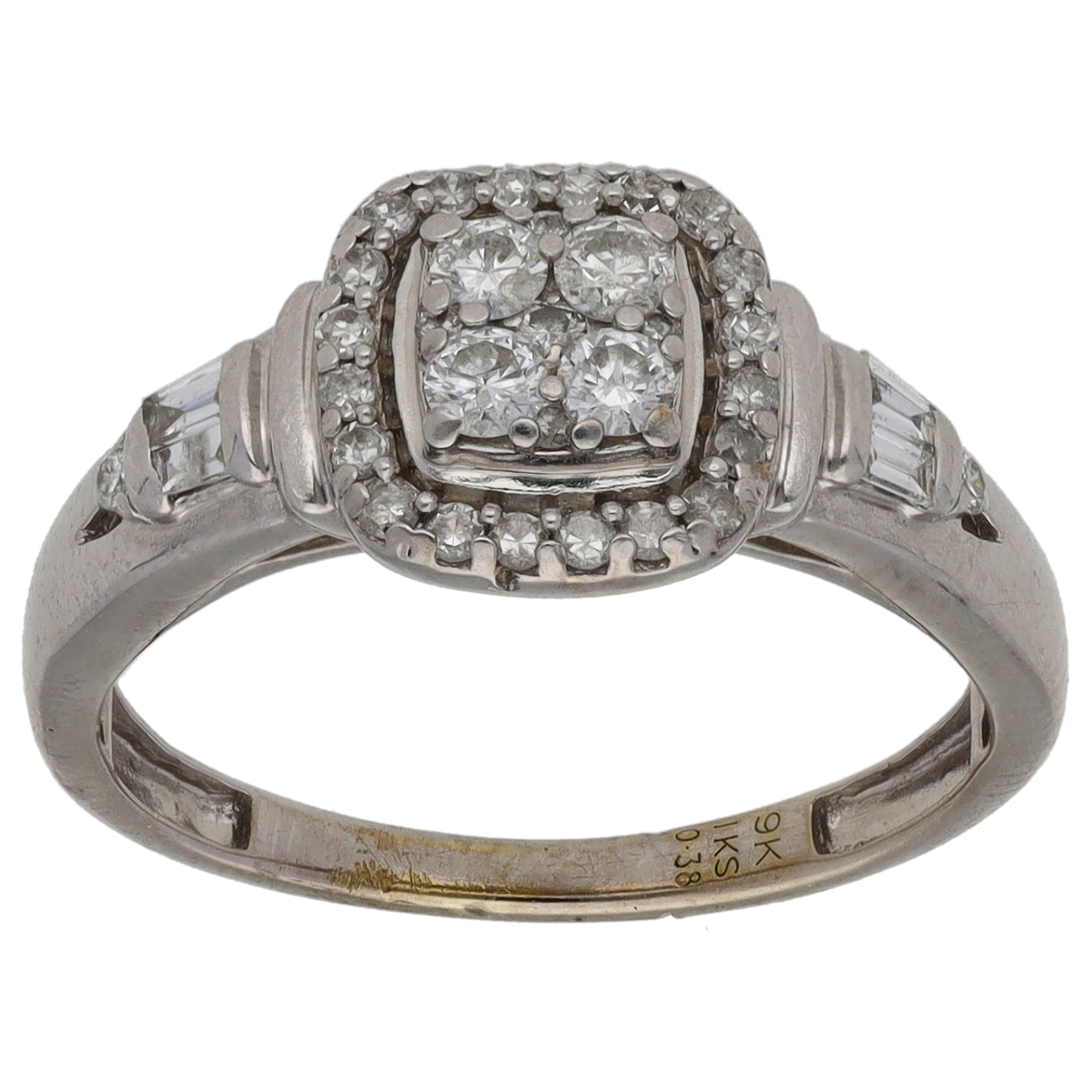 9ct White Gold 0.38ct Diamond Cluster Ring Size K