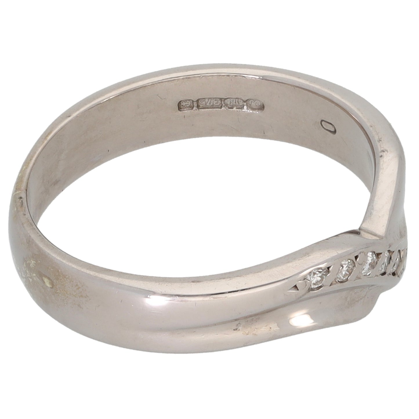 9ct White Gold 0.06ct Diamond Wishbone Ring Size K