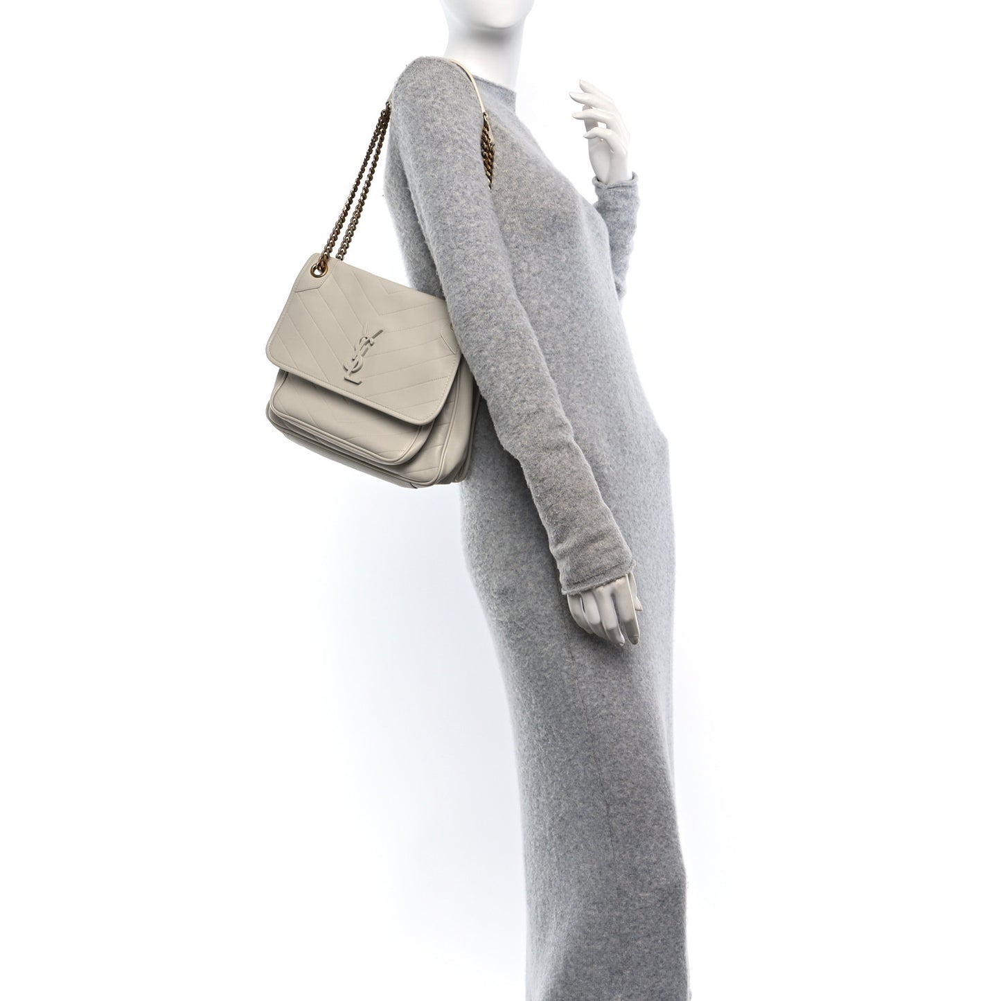 Yves Saint Laurent Niki Matelasse Monogram Lambskin Leather Bag - Beige