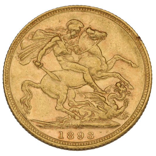 22ct Gold Queen Victoria Full Sovereign Coin 1893