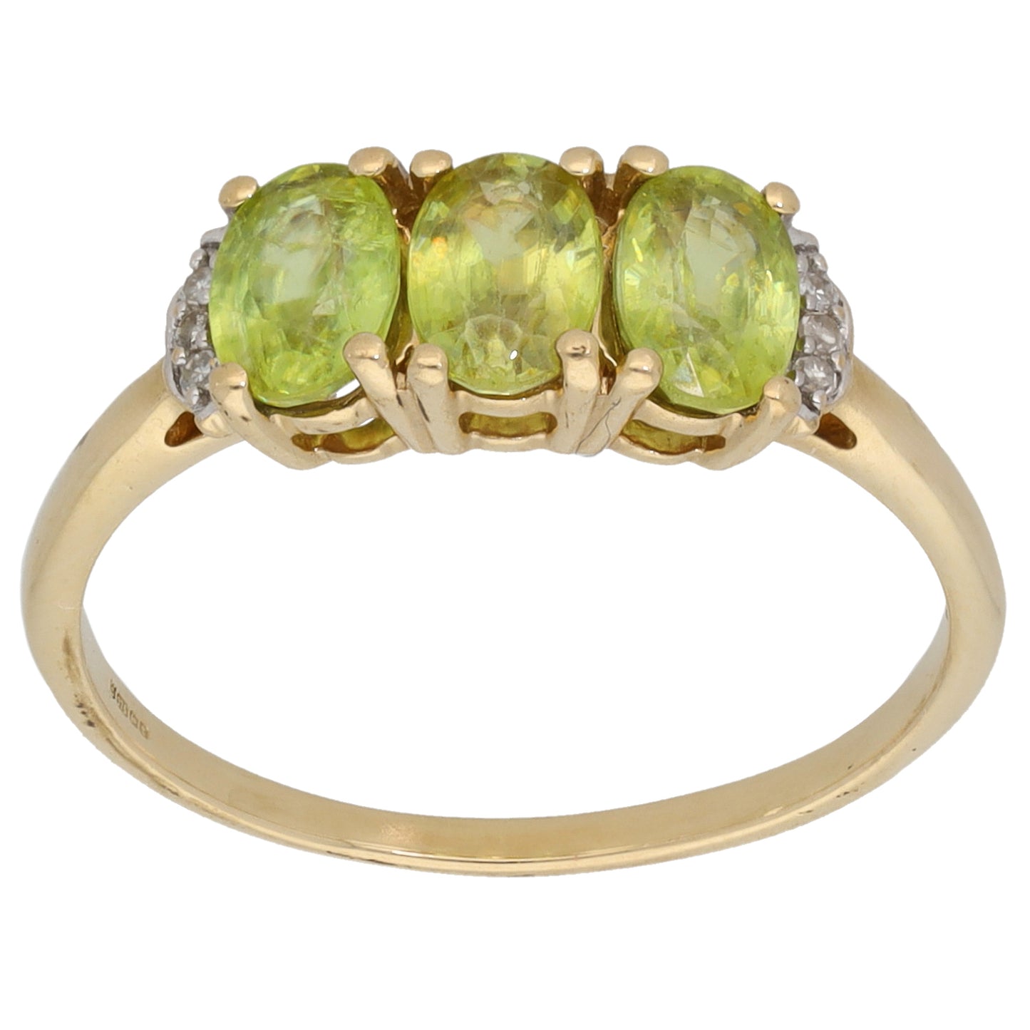 9ct Gold Sphene & 0.03ct Diamond Dress/Cocktail Ring Size P