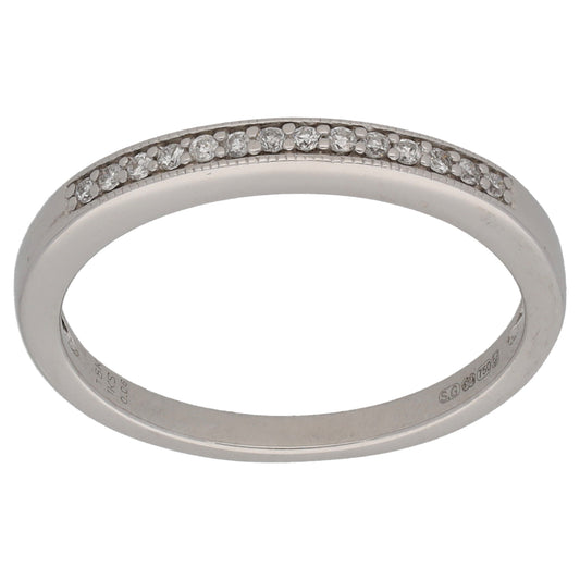 18ct White Gold 0.06ct Diamond Half Eternity Ring Size K