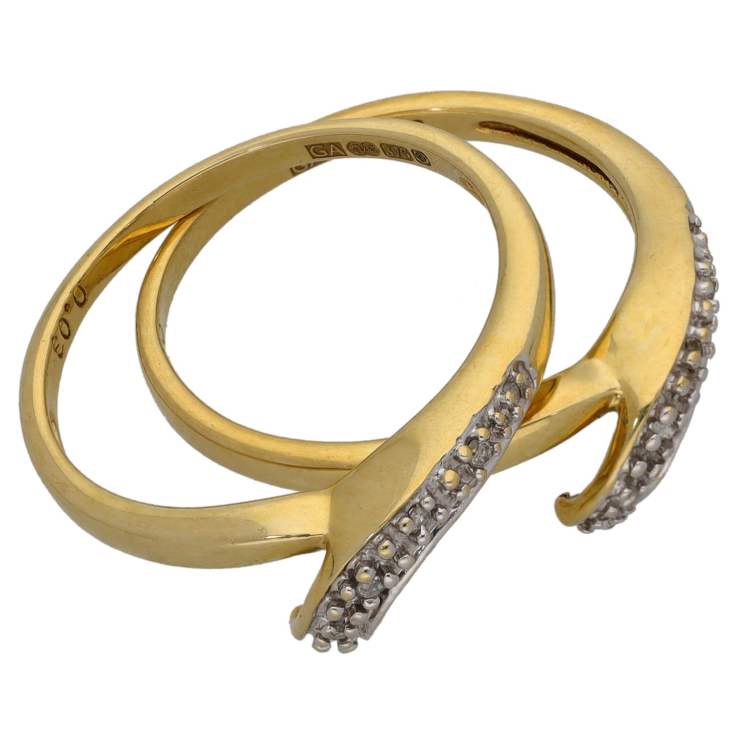 9ct Gold 0.06ct Diamond Ring Set Size P