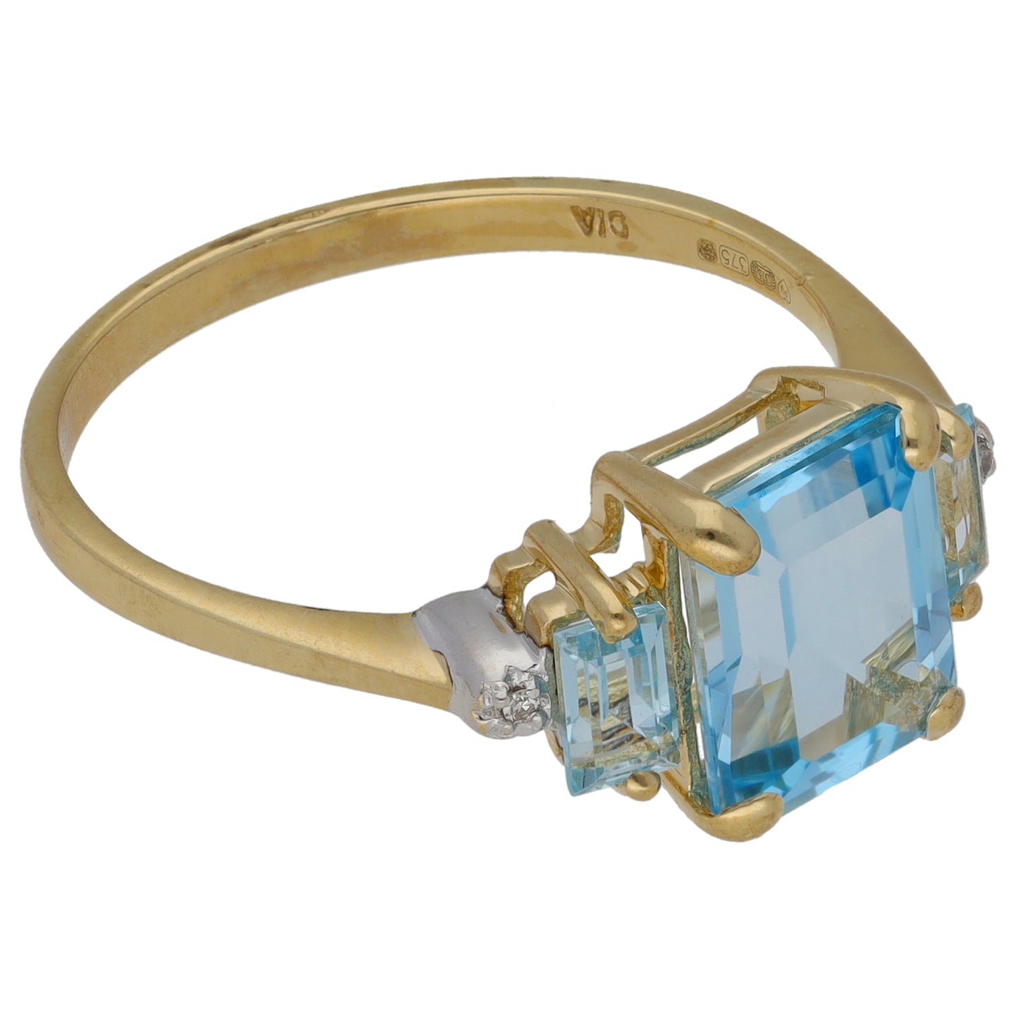 9ct Gold Topaz & 0.01ct Diamond Dress/Cocktail Ring Size V