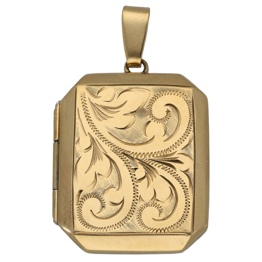 9ct Gold Patterned Locket Pendant