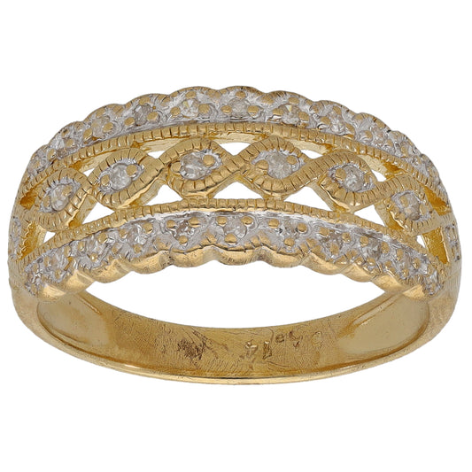9ct Gold 0.14ct Diamond Dress/Cocktail Ring Size N