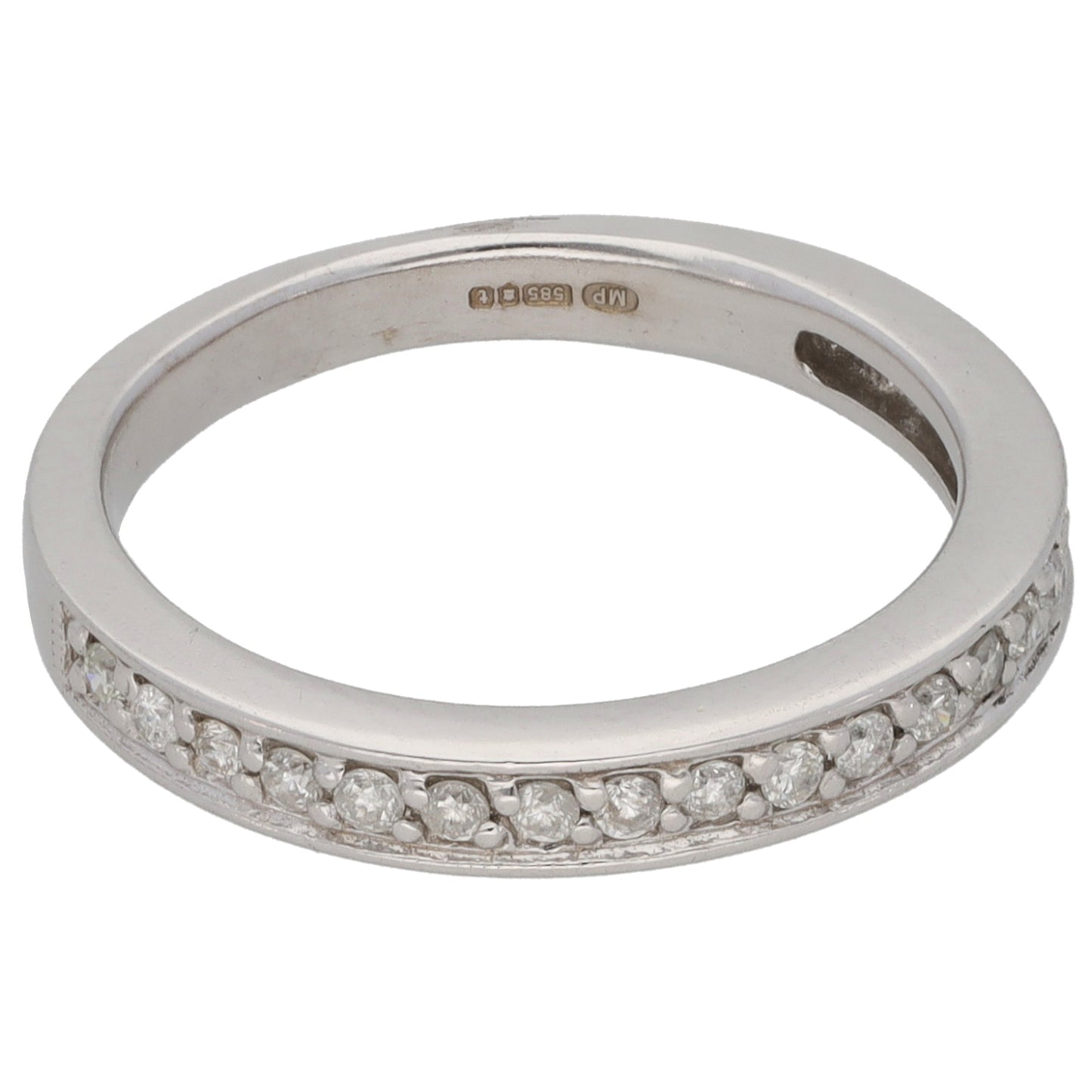 14ct White Gold 0.10ct Diamond Half Eternity Ring Size K