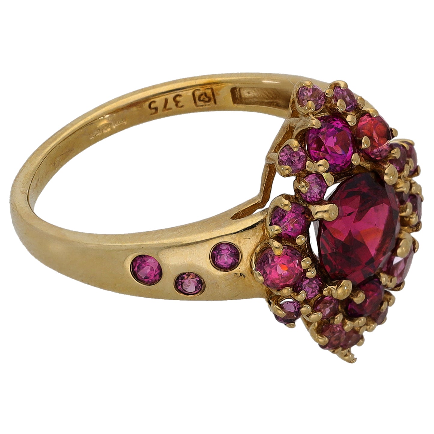 9ct Gold Garnet Dress/Cocktail Ring Size M