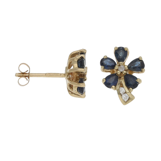 9ct Gold Sapphire & Imitation Dress/Cocktail Earrings