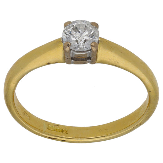 18ct Gold 0.33ct Diamond Solitaire Ring Size L