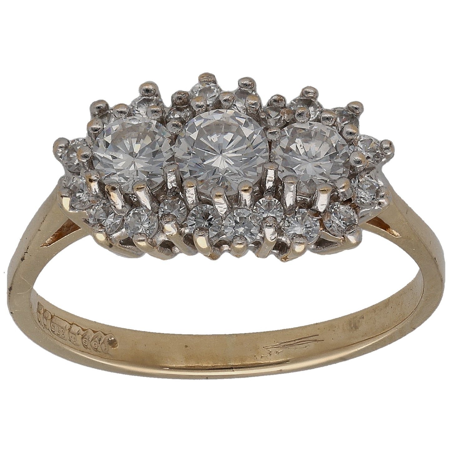 9ct Gold Cubic Zirconia Cluster Ring Size M