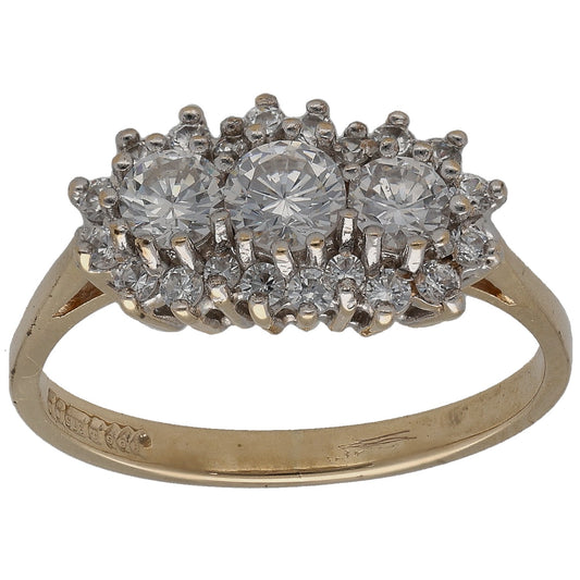 9ct Gold Cubic Zirconia Cluster Ring Size M