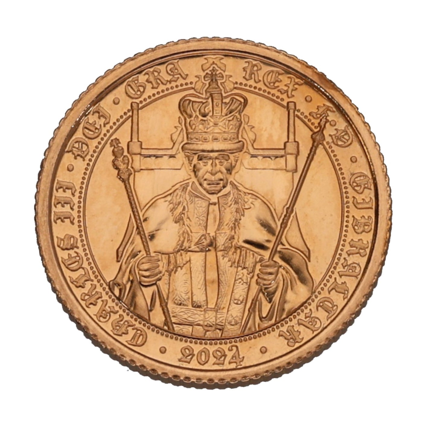 22ct Gold King Charles III Quarter Sovereign Coin 2024