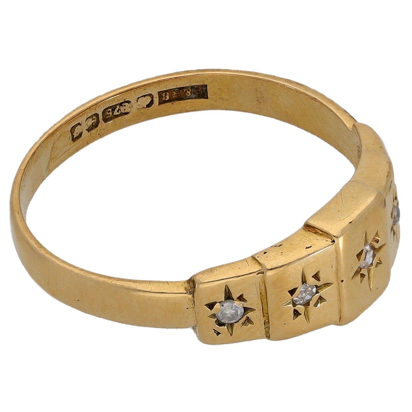 9ct Gold 0.05ct Diamond Half Eternity Ring Size O