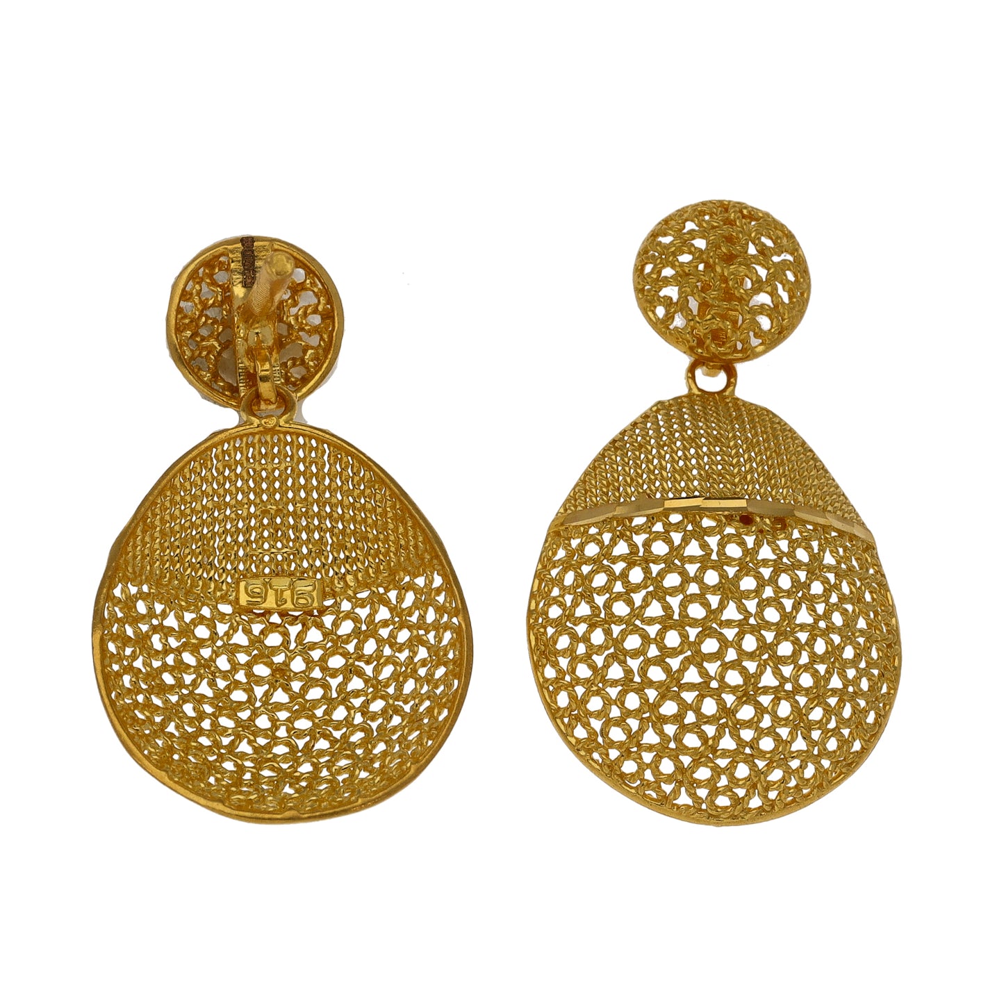 New 22ct Gold Filligree Oval Drop Earrings