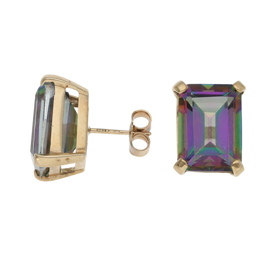 9ct Gold Coated Topaz Stud Earrings