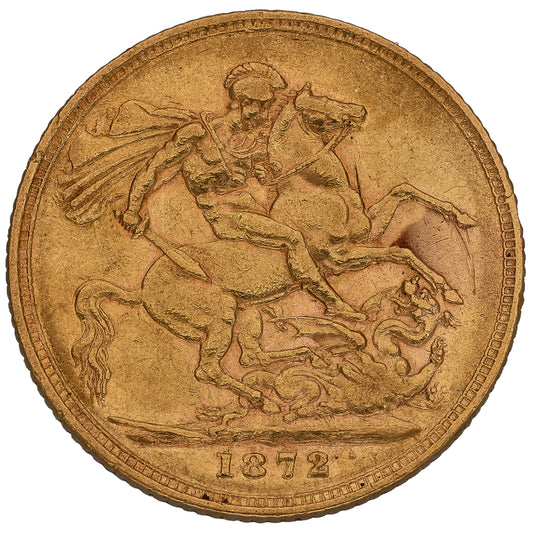 22ct Gold Queen Victoria Full Sovereign Coin 1872