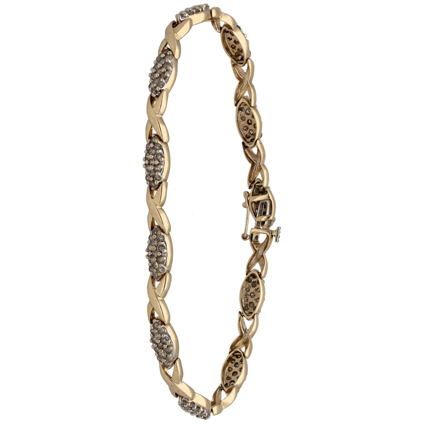 9ct Gold 1.43ct Diamond Fancy Stone Set Bracelet