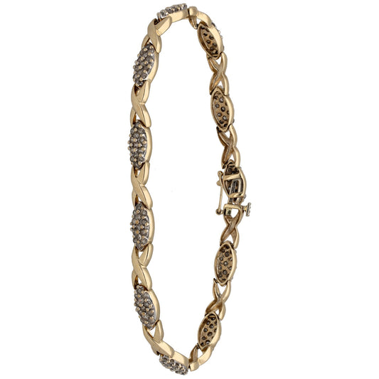 9ct Gold 1.43ct Diamond Fancy Stone Set Bracelet
