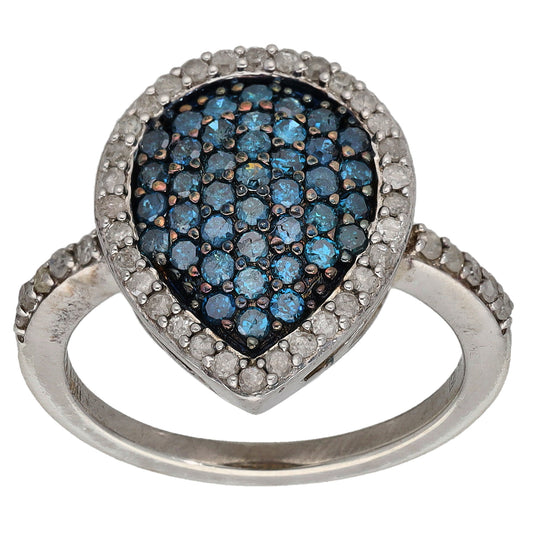 Sterling Silver 0.99ct Diamond Dress/Cocktail Ring Size N