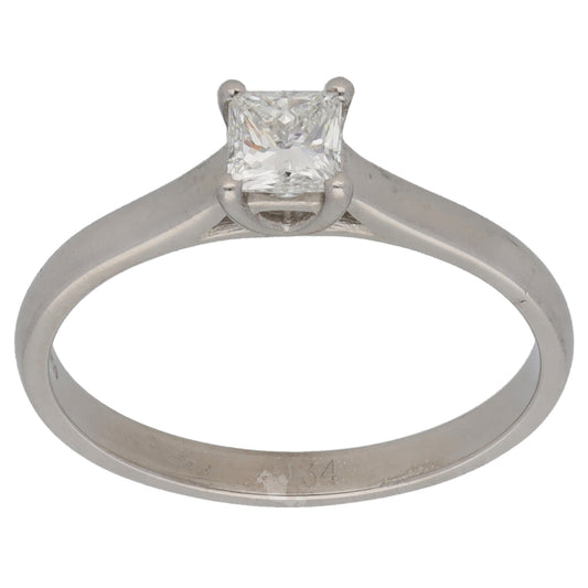 18ct White Gold 0.34ct Diamond Solitaire Ring Size M
