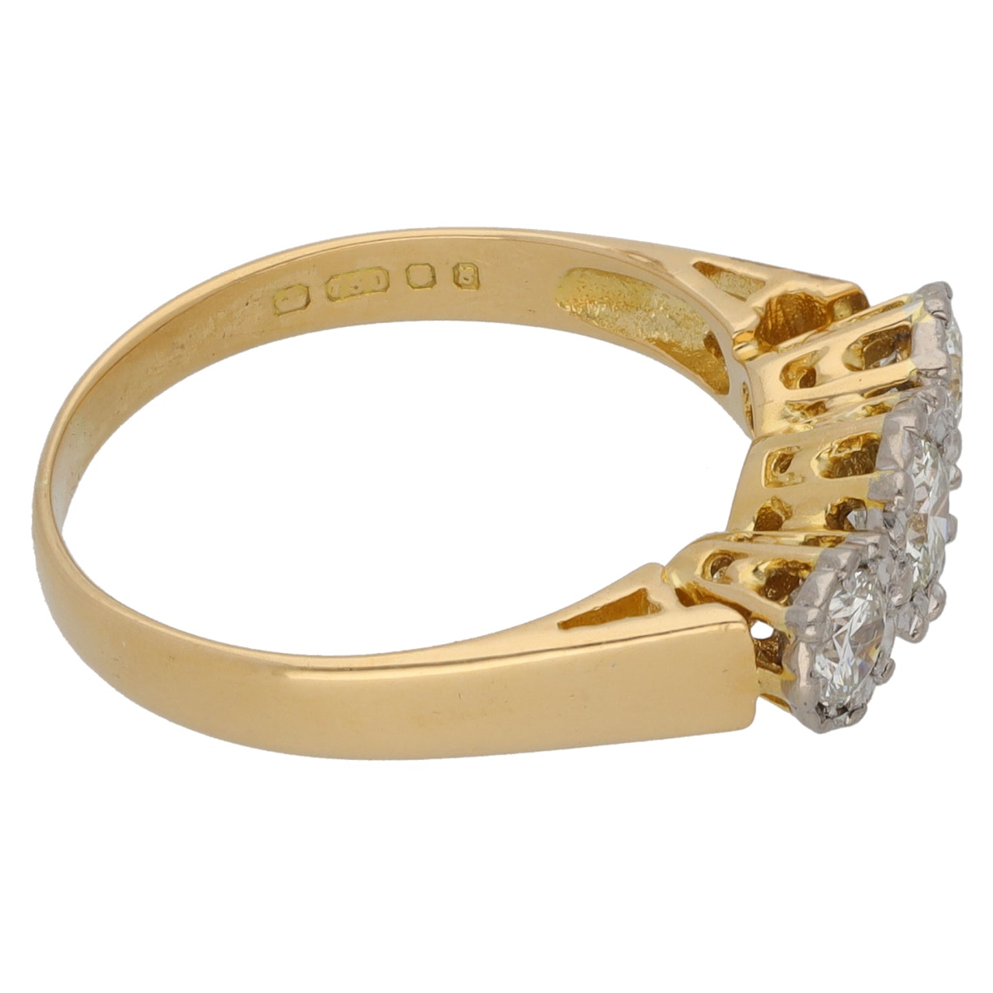 18ct Gold 0.65ct Diamond Trilogy Ring Size O