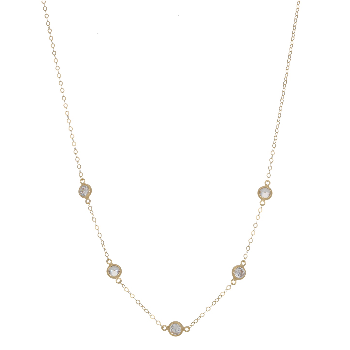 New 9ct Gold Cubic Zirconia Fancy Necklace 18"