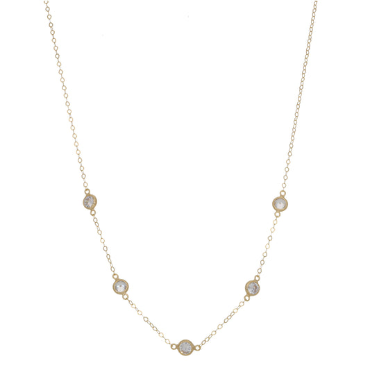 New 9ct Gold Cubic Zirconia Fancy Necklace 18"