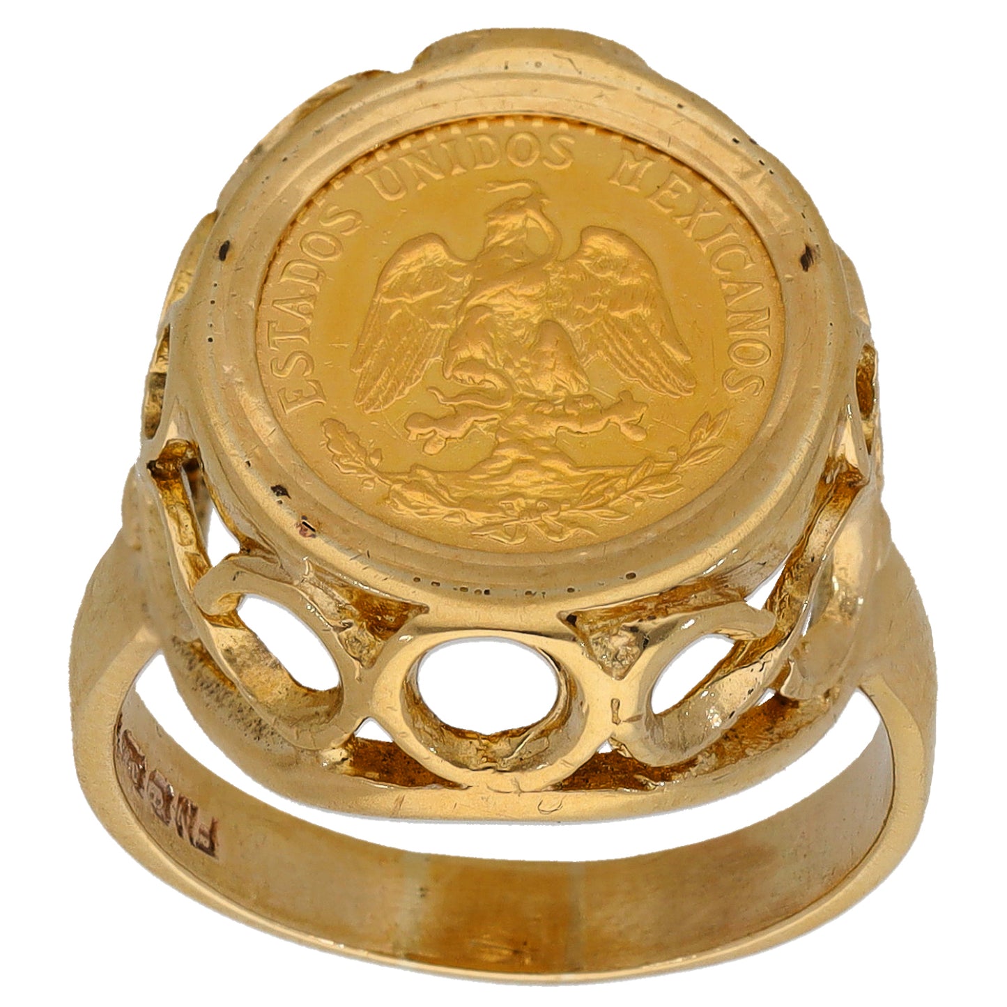 9ct Gold 2 Pesos Coin Ring Size N