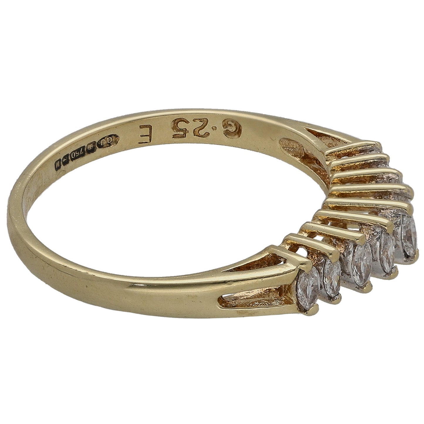18ct Gold 0.225ct Oval Diamond Half Eternity Ring Size N