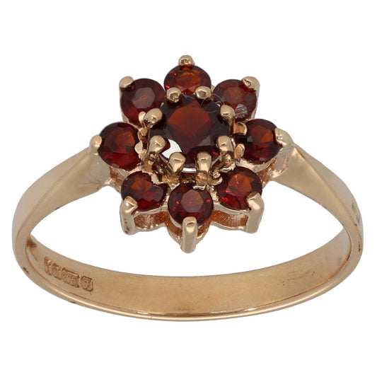 9ct Gold Garnet Dress/Cocktail Ring Size O