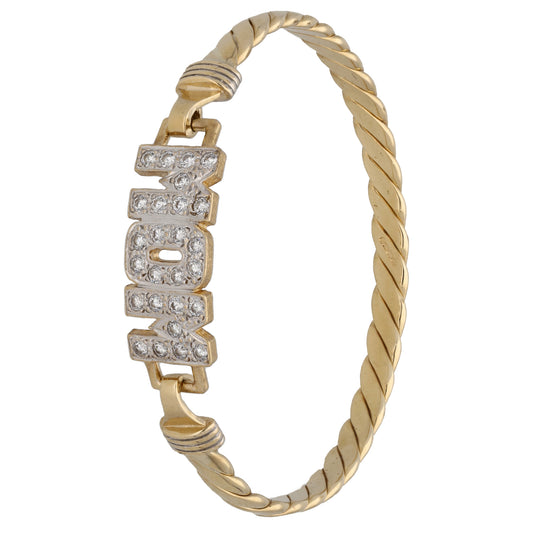 9ct Gold Cubic Zirconia Mum Bangle