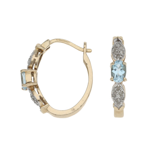 9ct Gold Topaz & 0.12ct Diamond Dress/Cocktail Earrings