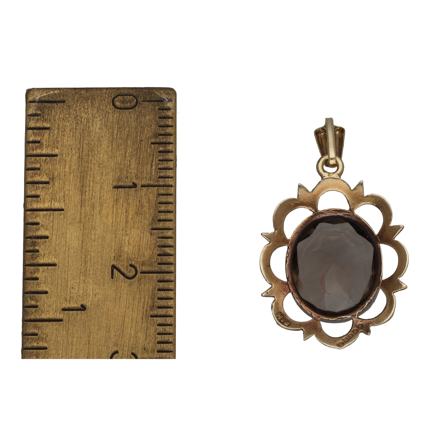 9ct Gold Smoky Quartz Single Stone Pendant