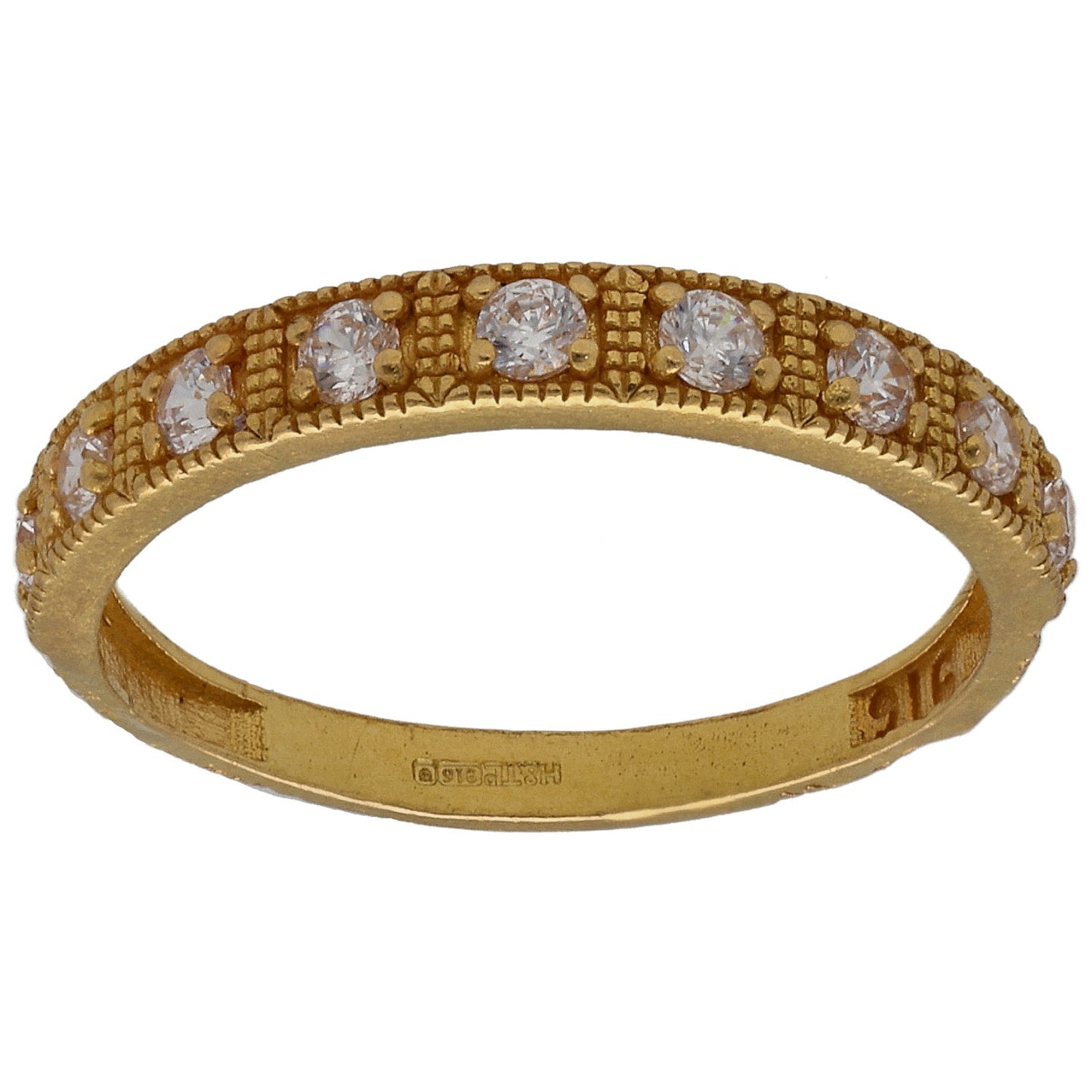 22ct Gold Cubic Zirconia Half Eternity Ring Size L