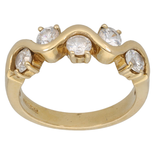 9ct Gold Cubic Zirconia Dress/Cocktail Ring Size O