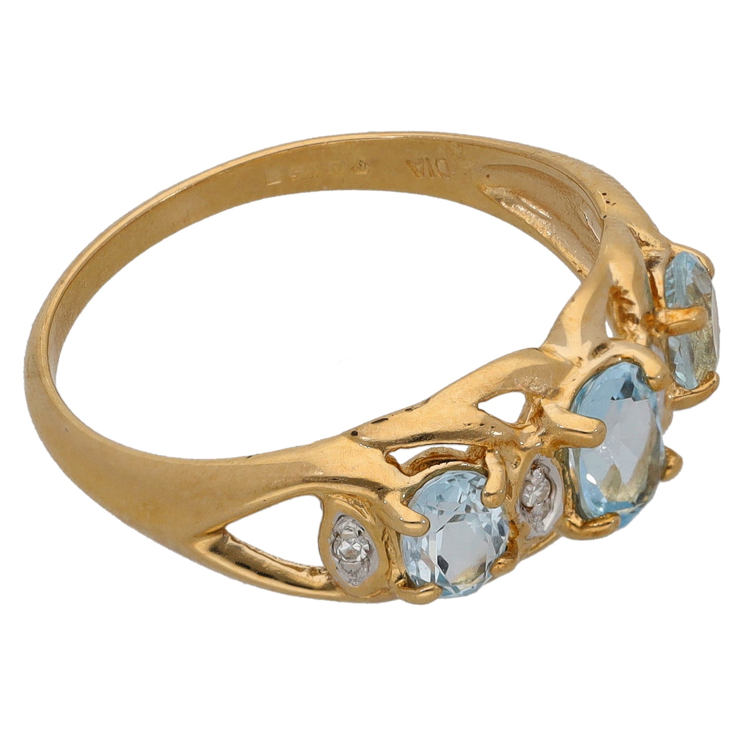 9ct Gold Topaz & 0.02ct Diamond Dress/Cocktail Ring Size O