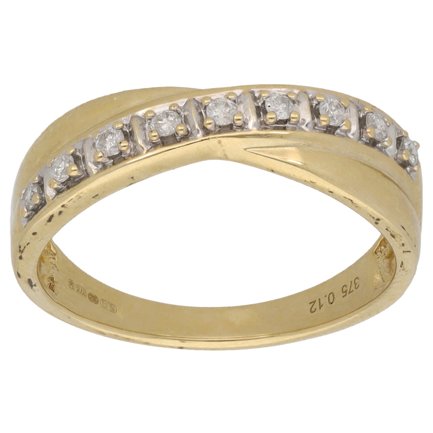 9ct Gold 0.09ct Diamond Half Eternity Ring Size O
