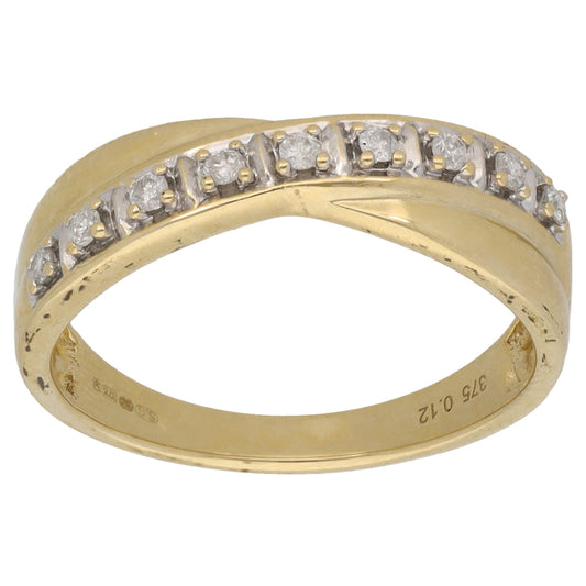 9ct Gold 0.09ct Diamond Half Eternity Ring Size O