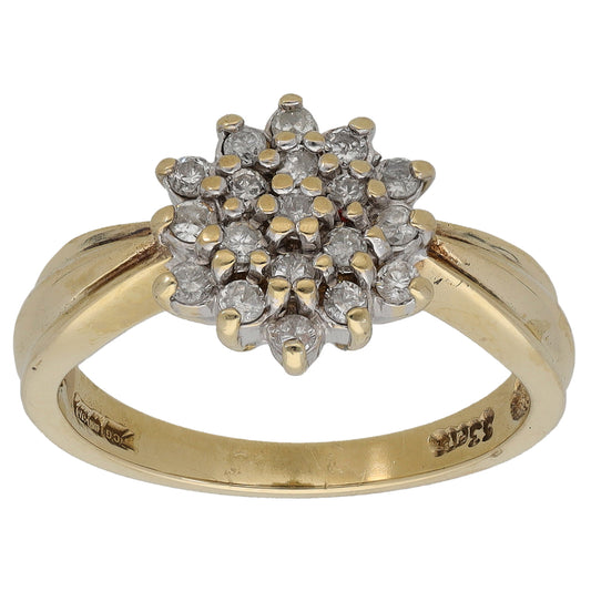 9ct Gold 0.33ct Diamond Cluster Ring Size M