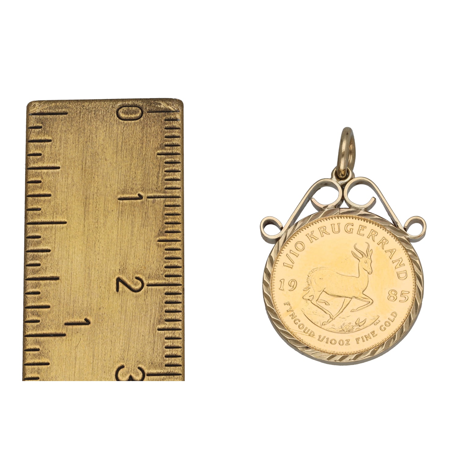 9ct Gold 1/10 OZ Krugerrand Coin Pendant H&T - Main Image