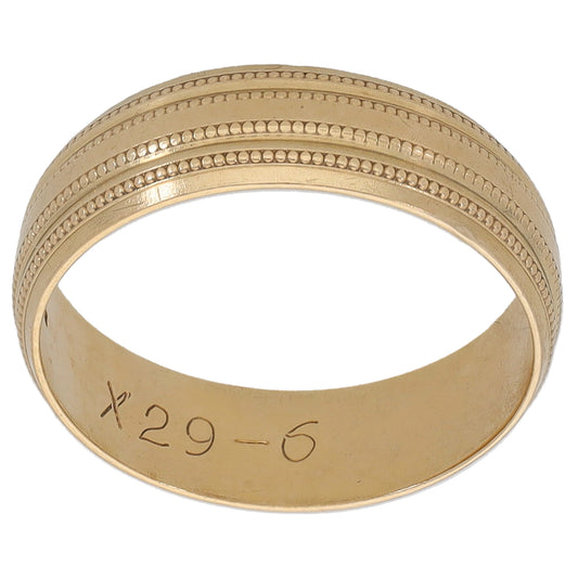 9ct Gold Patterned Wedding Ring Size N