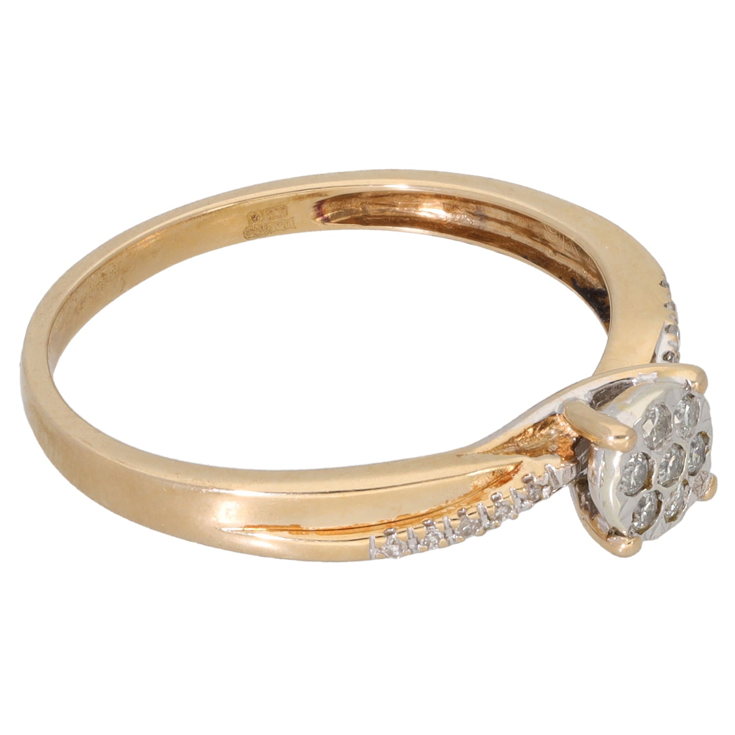 9ct Gold 0.10ct Diamond Dress/Cocktail Ring Size P