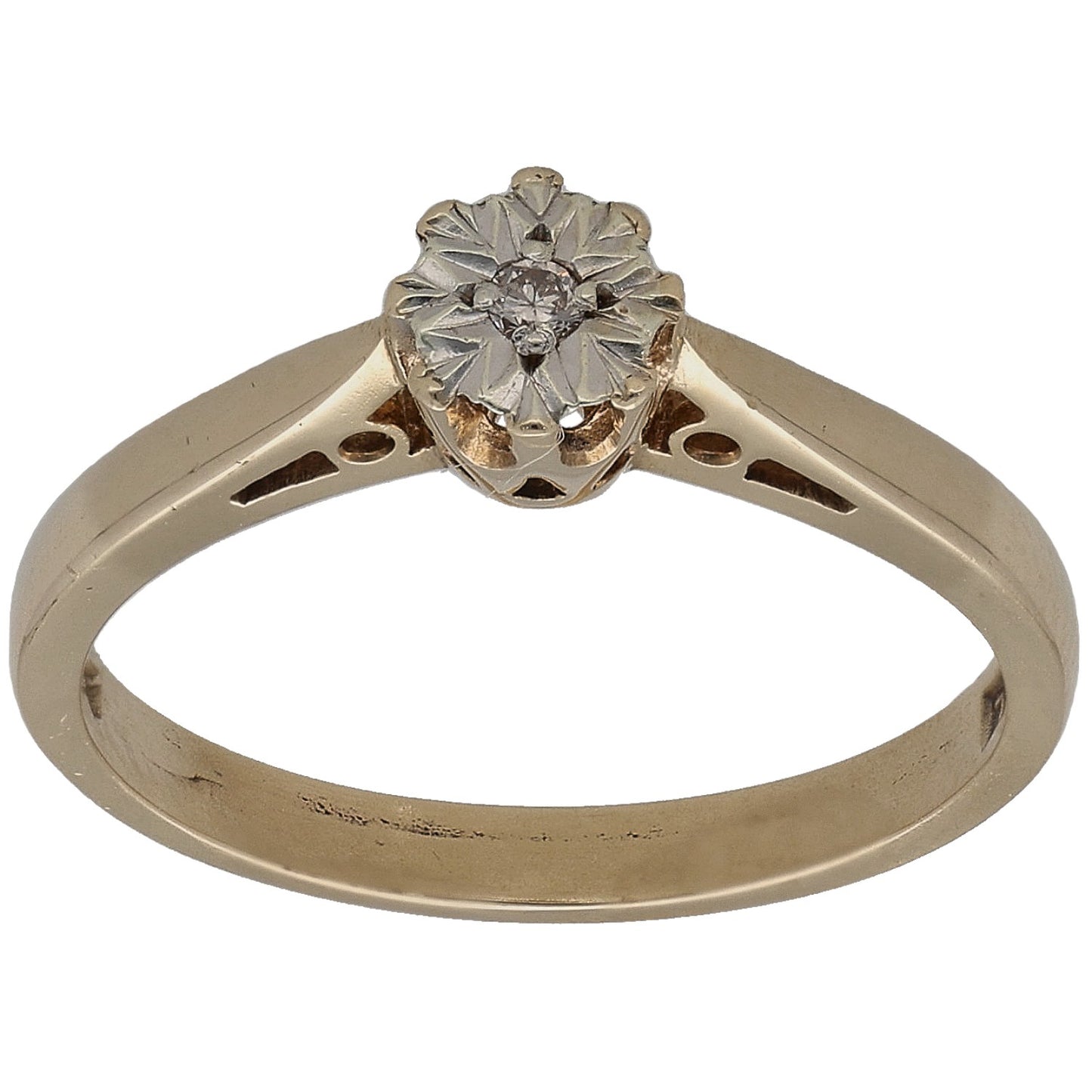 9ct Gold 0.015ct Diamond Solitaire Ring Size N